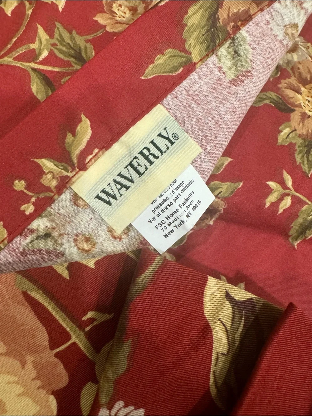 Waverly Forever Yours Burgundy Sham with a ruffled edge